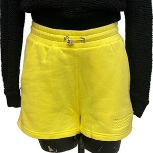 NEW The Kooples x Sport Neon Yellow Logo Fleece Sweat Shorts